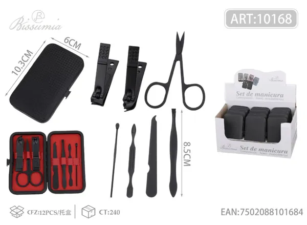 Set de 7 piezas de cortaúñas con caja