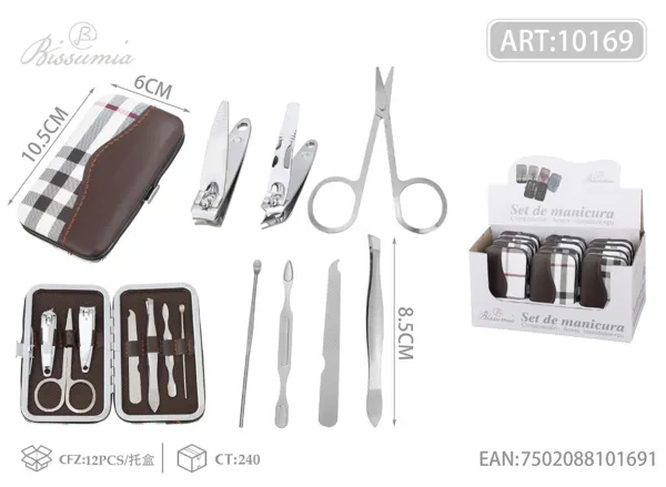 Set de 7 piezas de cortaúñas con caja