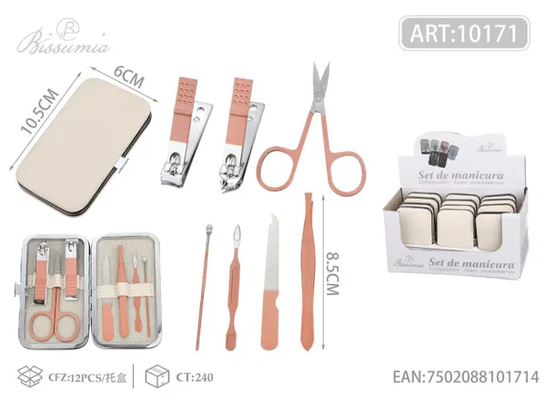 Set de 7 piezas de cortaúñas con caja
