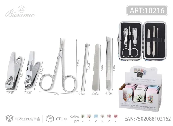 Set de 6 piezas de cortaúñas con diseño de árbol