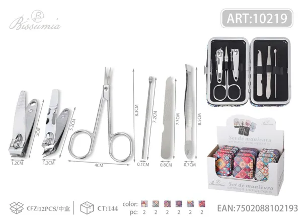 Set de 6 piezas de cortaúñas con estilo étnico