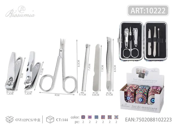 Set de 6 piezas de cortaúñas con diseño de ojos azules