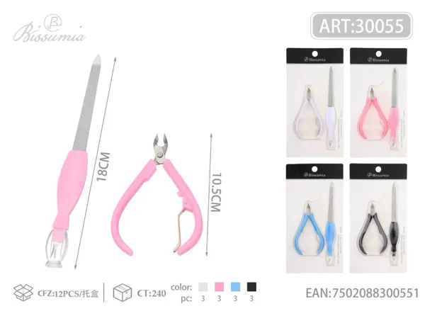 Set de manicura con pinza de plástico No.1 + doble lima