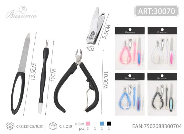 Pinza de plástico No.3 + 602 + doble tenacilla de cuero de plástico + lima de plástico de 13cm