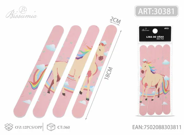 Limas de lija en forma de unicornio 4 piezas/caja No.3