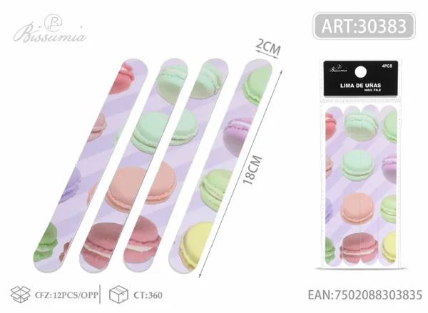 Limas de lija en forma de macarrón 4 piezas/caja