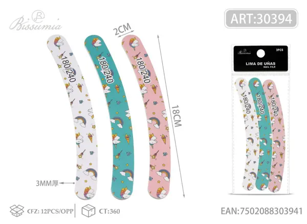 Lima de unicornio curva 180/240 3pzas