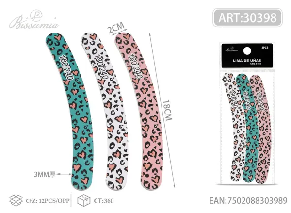Lima con estampado de leopardo curva 180/240 3pzas