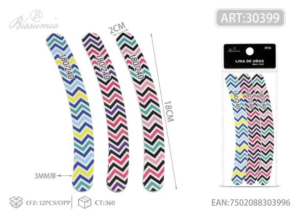 Lima con estampado de olas curva 180/240 3pzas