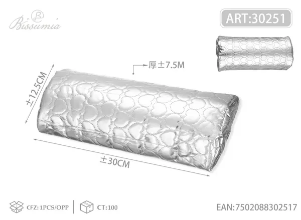 Almohadilla para mano de PU en forma de corazón plateado