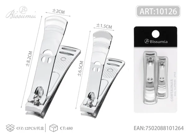 acero inoxidable grande y pequeño caras sonrientes 2PCS cortaúñas