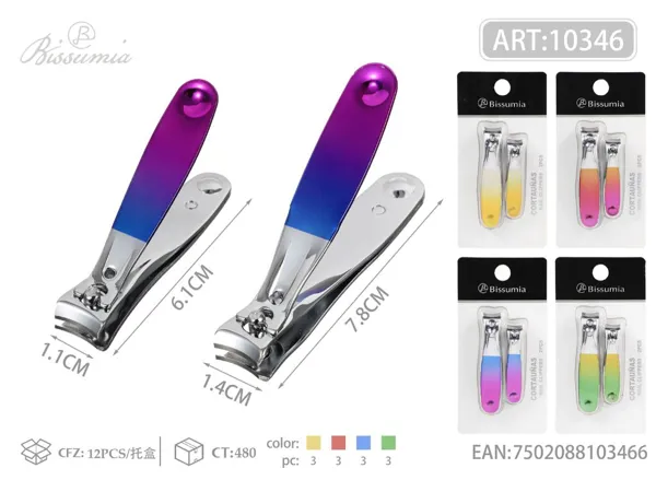 grande + pequeño doble color pintado 2pcs cortaúñas