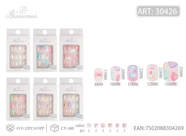 uñas postizas infantiles con relieve alto