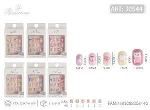 uñas postizas infantiles de manicura 12pcs/tarjeta 2#