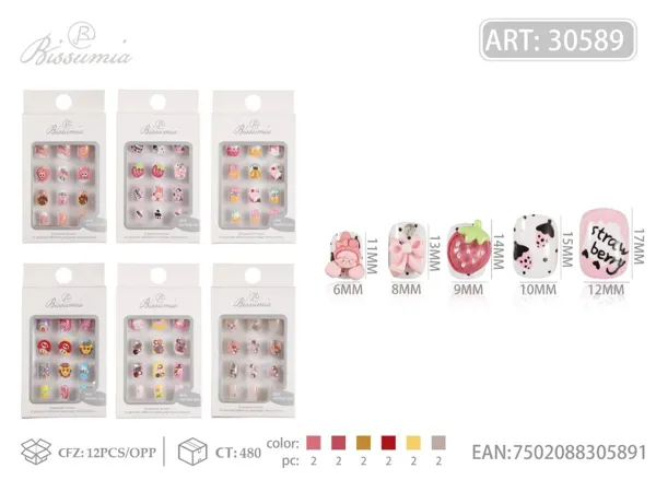 Uñas para niños con cristales 12pcs/caja No.1