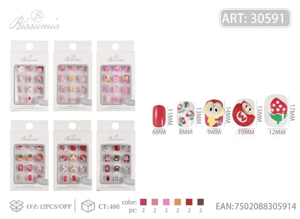Uñas para niños con cristales 12pcs/caja No.3