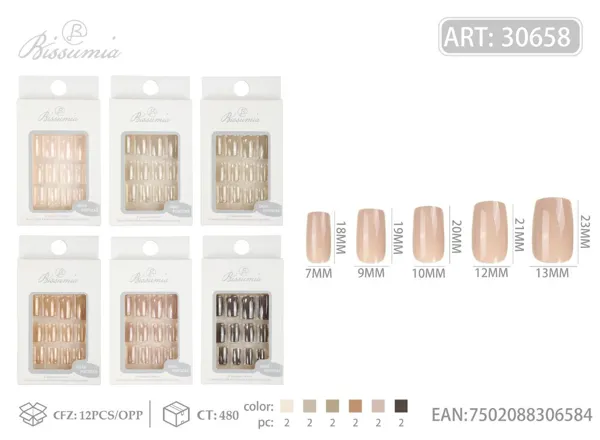 Uñas postizas French con brillo UV en tonos marrón
