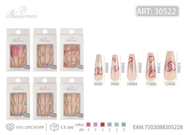 Uñas postizas 12pcs/paquete No.4
