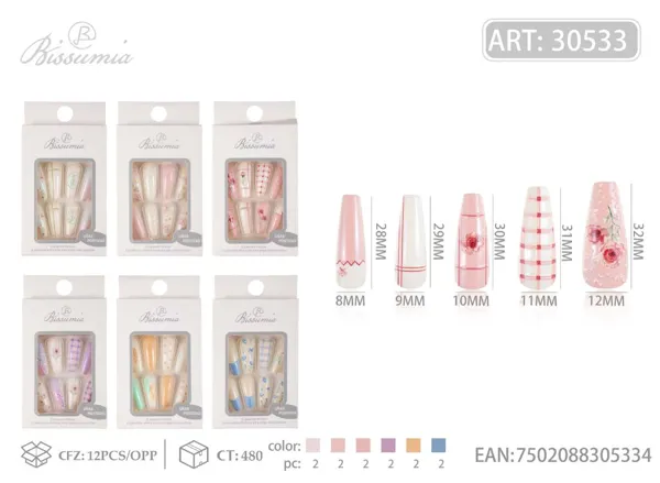 Uñas postizas en relieve 12pcs/paquete No.2