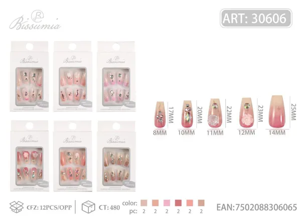 Uñas para adultos con cristales 12pcs/caja No.2
