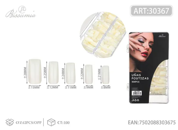 500pc uñas postizas completa color natural