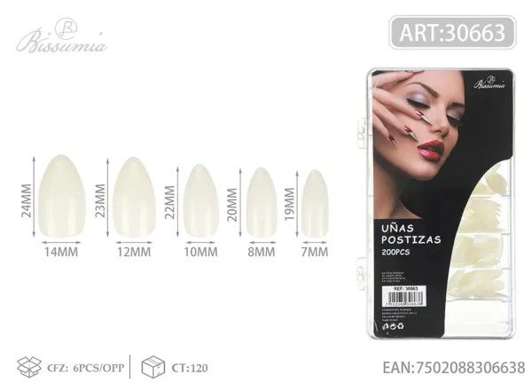 200pc uñas postizas garra de águila pequeña color natural