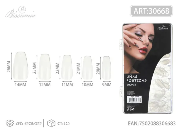 200pc uñas postizas 14Y transparente