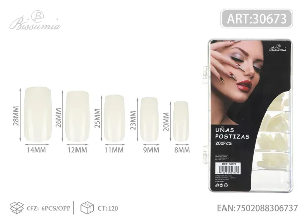 200pc uñas postizas completa color natural