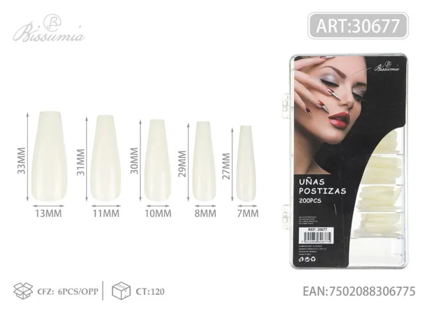 200pc uñas postizas 13Y color natural