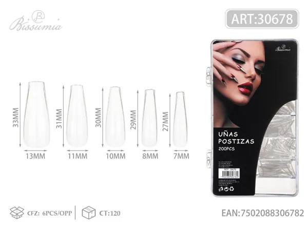 200pc uñas postizas 13Y transparente