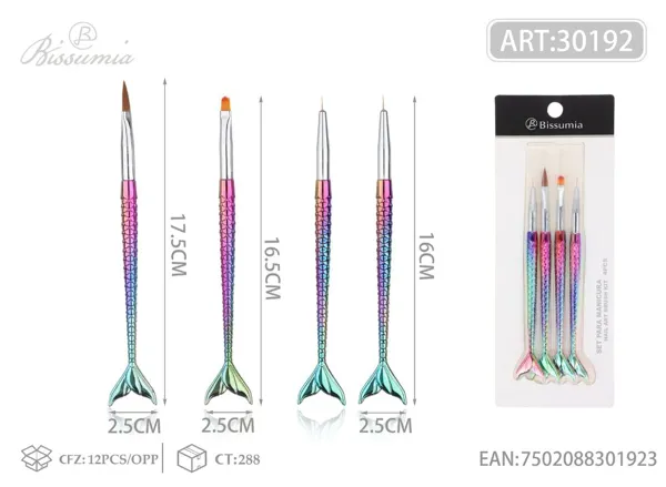 Set de 4 piezas para manicura con temática de sirena