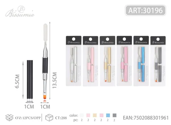 Pincel para manicura de doble punta para aplicar gel