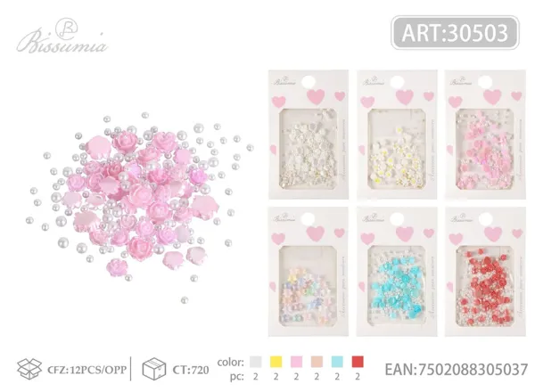 Adornos para uñas con forma de rosa