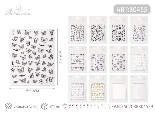 Pegatinas para uñas con mariposas