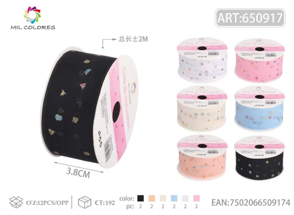 Cinta tejida de puntos de colores 3.8cm*2m