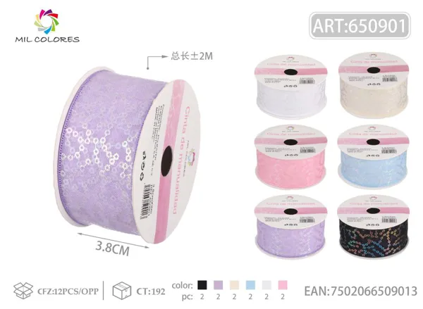 Cinta tejida de cuentas brillantes 3.8cm*2m