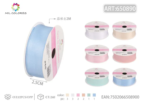 Cinta de gasa con efecto brillante 2.5cm*2m