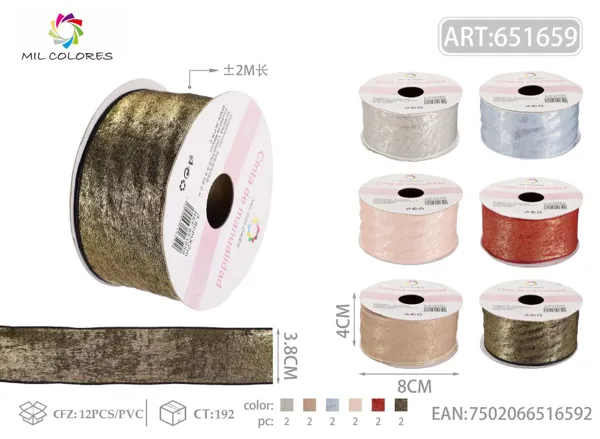Cinta con hilos dorados 3.8cm*2m