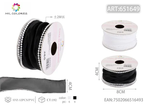 Cinta con borde de perlas de color principal 4cm*2m