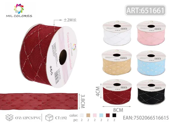 Cinta con hilos plateados 3.8cm*2m