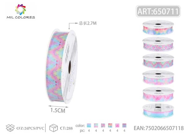 Cinta de ribete estampada 1.5cm*3Y-2.7m con efecto iridiscente 2#