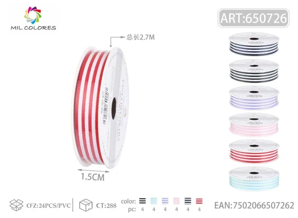 Cinta acanalada estampada 1.5cm*3Y-2.7m rayas