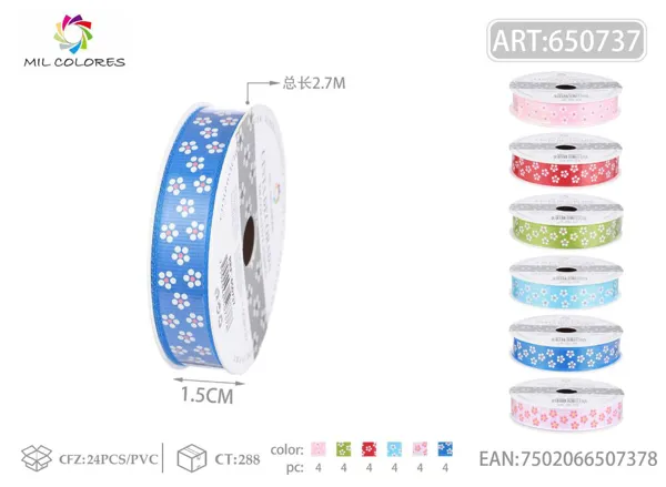 Cinta acanalada estampada de lunares 1.5cm*3Y-2.7m