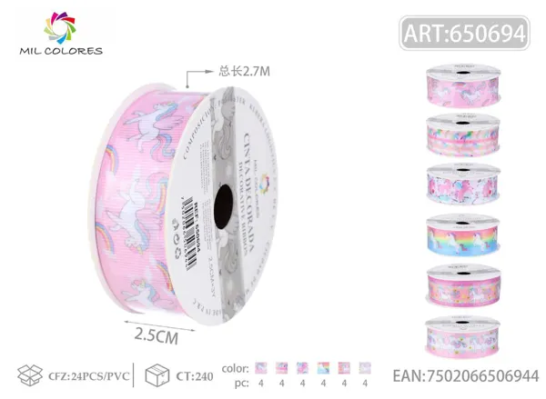 Cinta de ribete estampado 2.5cm*3Y-2.7m unicornio 2#