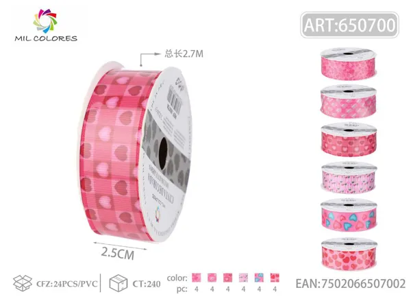 Cinta de ribete estampado 2.5cm*3Y-2.7m corazón 4#