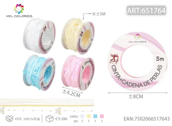 Set de cinta de raso con cuentas de 5m con mariposas