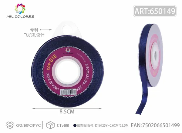 Cinta de raso 0.6CM/25Y D16 azul marino