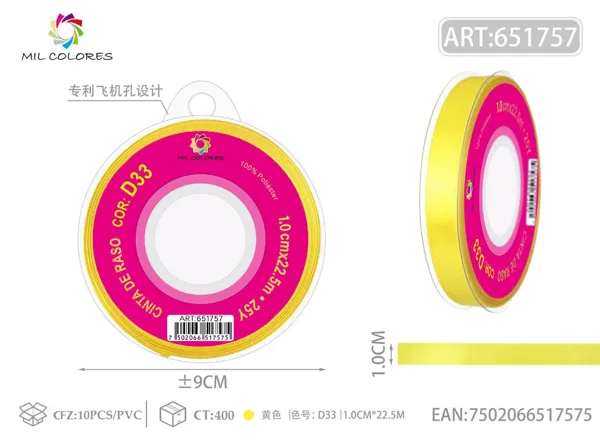 Cinta de raso 1.0CM/25Y D33 amarillo