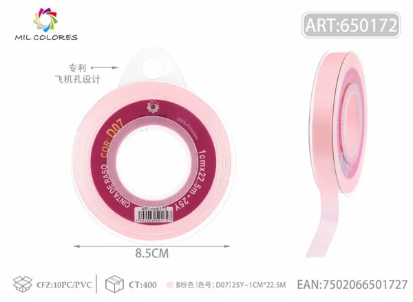 Cinta de raso 1.0cm/25Y D7 B rosa