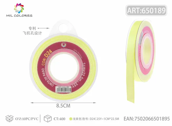 Cinta de raso 1.0cm/25Y D24 amarillo claro